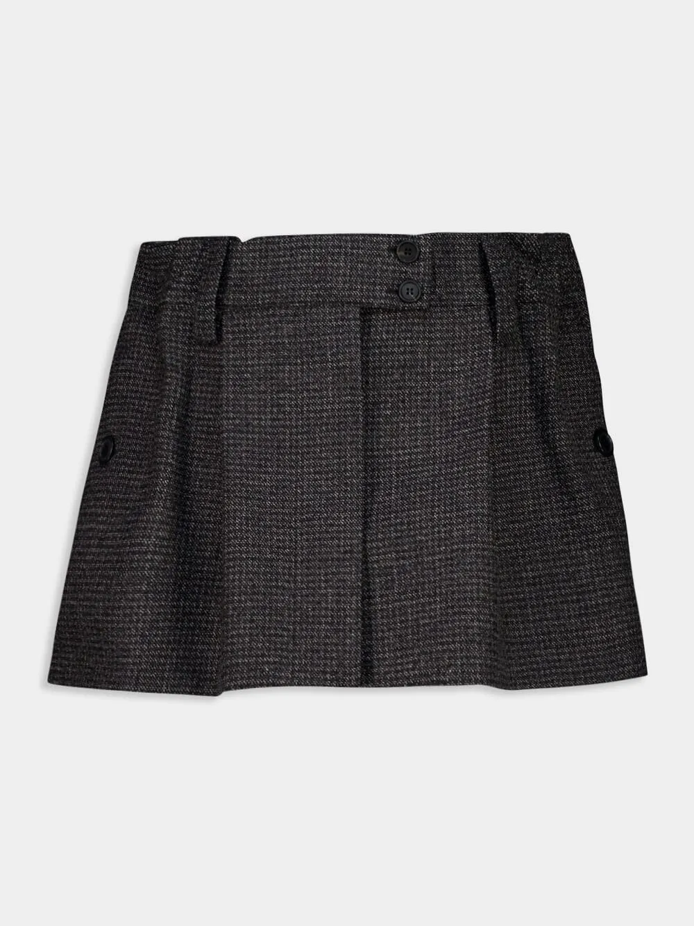 Black and White Wool Gingham Miniskirt sold by Fashion Clinic