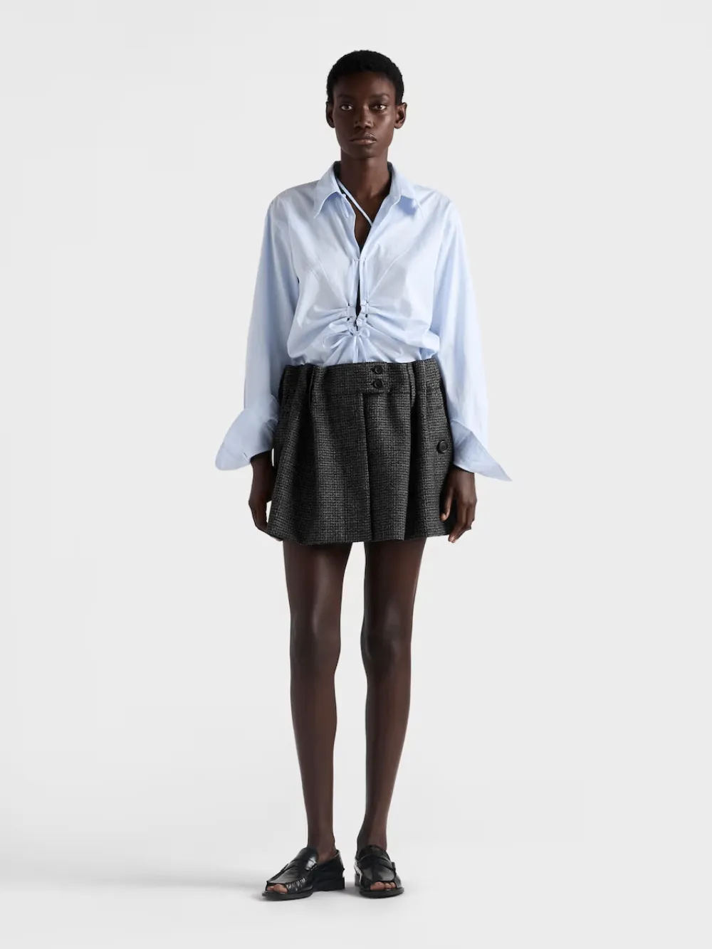 Black and White Wool Gingham Miniskirt sold by Fashion Clinic product image thumbnail 2