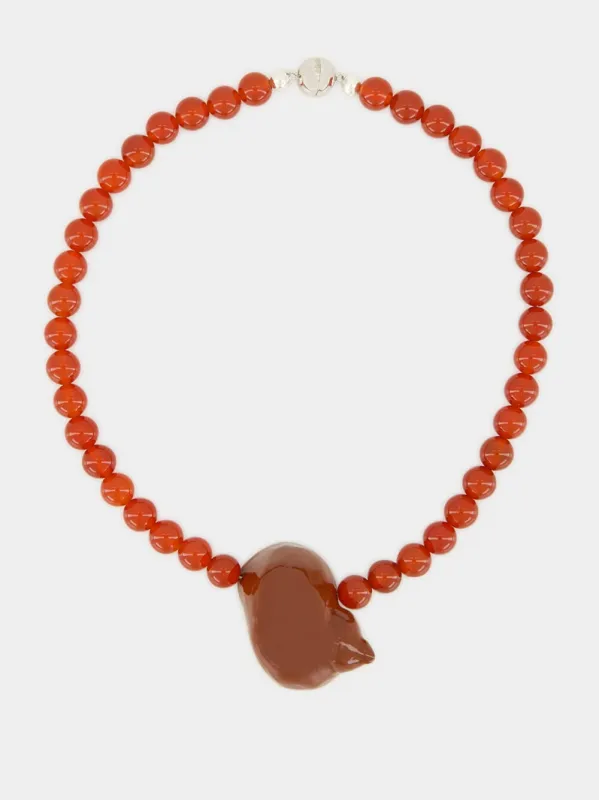 Red Carnelian Beads Mykonos Necklace sold by Fashion Clinic