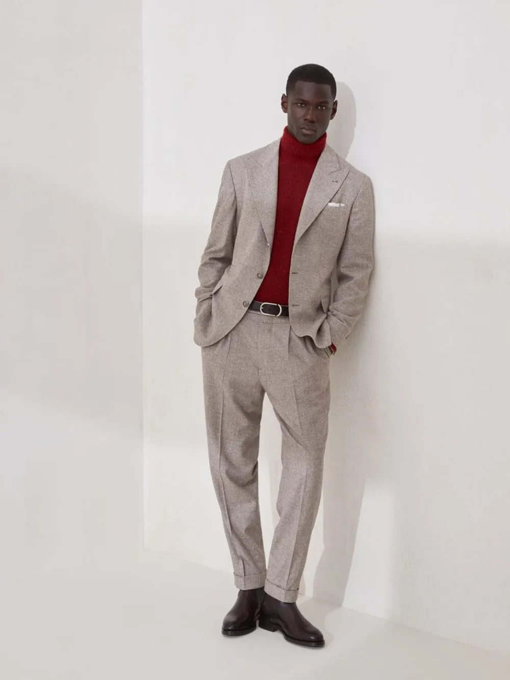 Brown Silk Wool and Cashmere Flecked Suit sold by Fashion Clinic