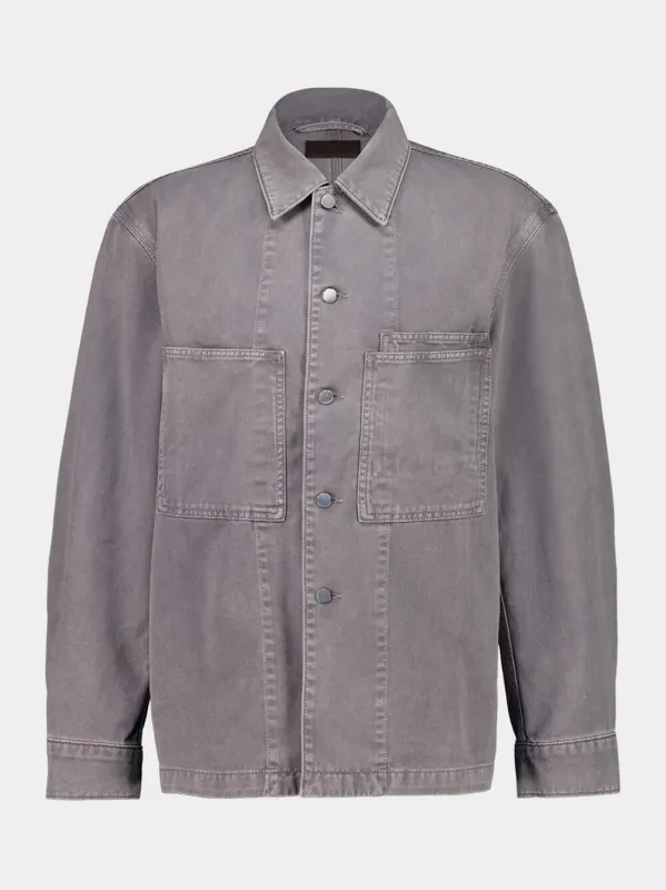 Heather Grey Workwear Denim Overshirt sold by Fashion Clinic