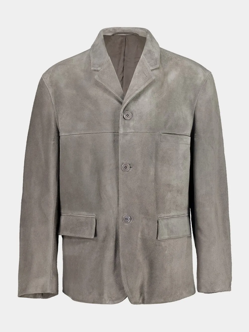 Pebble Grey Suede Single-Breasted Jacket sold by Fashion Clinic product image thumbnail 2