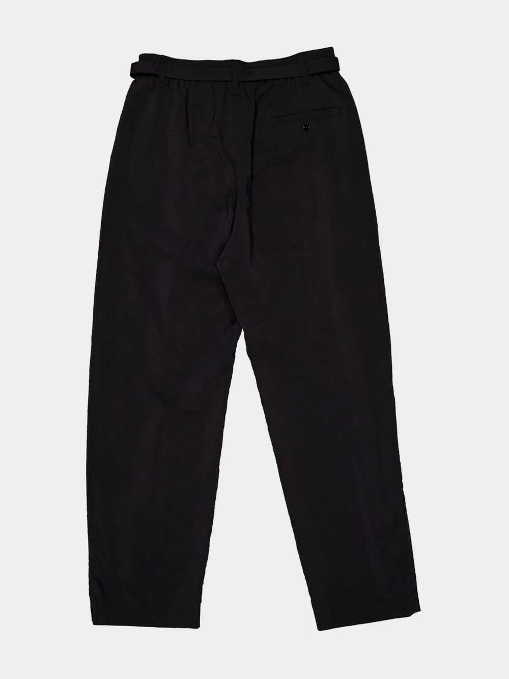 Black Dry Silk Belted Relaxed Trousers sold by Fashion Clinic product image thumbnail 5
