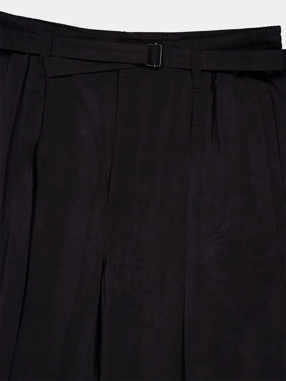 Black Dry Silk Belted Relaxed Trousers sold by Fashion Clinic product image thumbnail 3