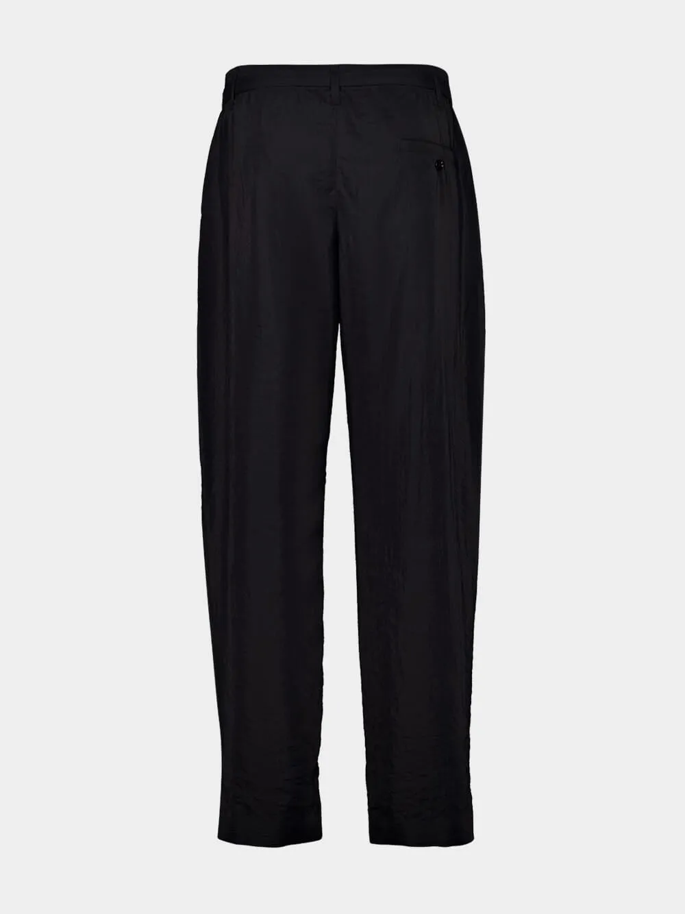 Black Dry Silk Belted Relaxed Trousers sold by Fashion Clinic product image thumbnail 2
