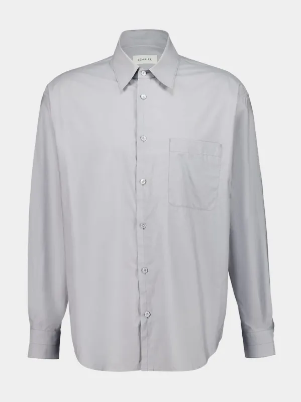Mist Grey Washed Cotton Silk Shirt sold by Fashion Clinic