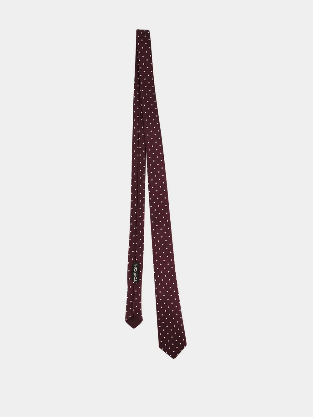 Dark Burgundy Satin Polka Dot Silk Tie sold by Fashion Clinic product image thumbnail 4