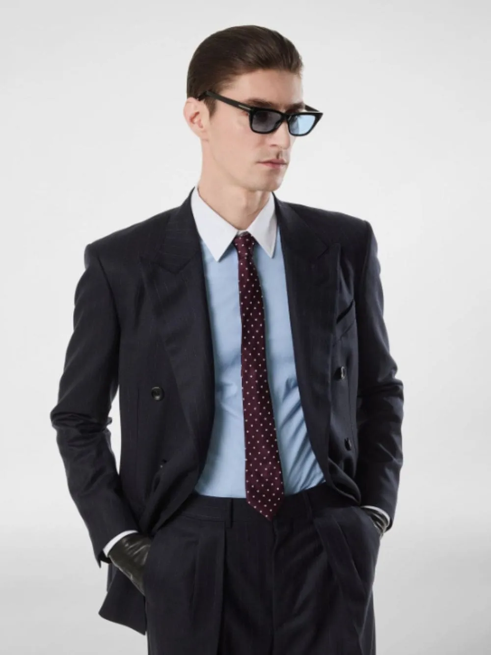 Dark Burgundy Satin Polka Dot Silk Tie sold by Fashion Clinic