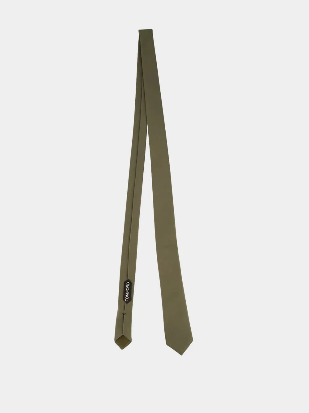 Olive Green Silk Satin Tie sold by Fashion Clinic product image thumbnail 3