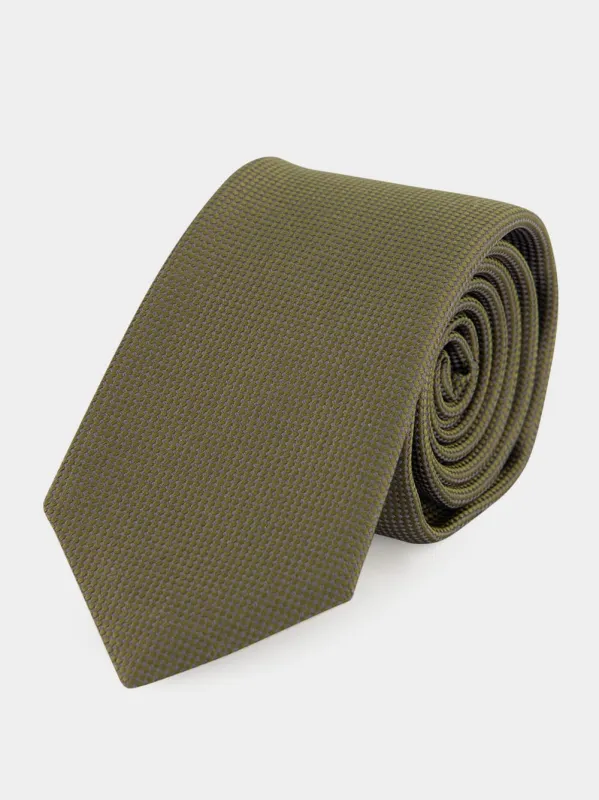 Olive Green Silk Satin Tie sold by Fashion Clinic