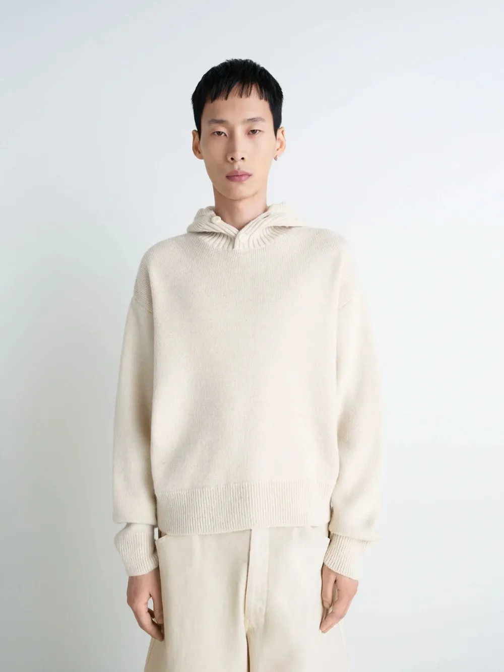 Light Cream Alpaca Wool Hooded Sweater sold by Fashion Clinic product image thumbnail 2