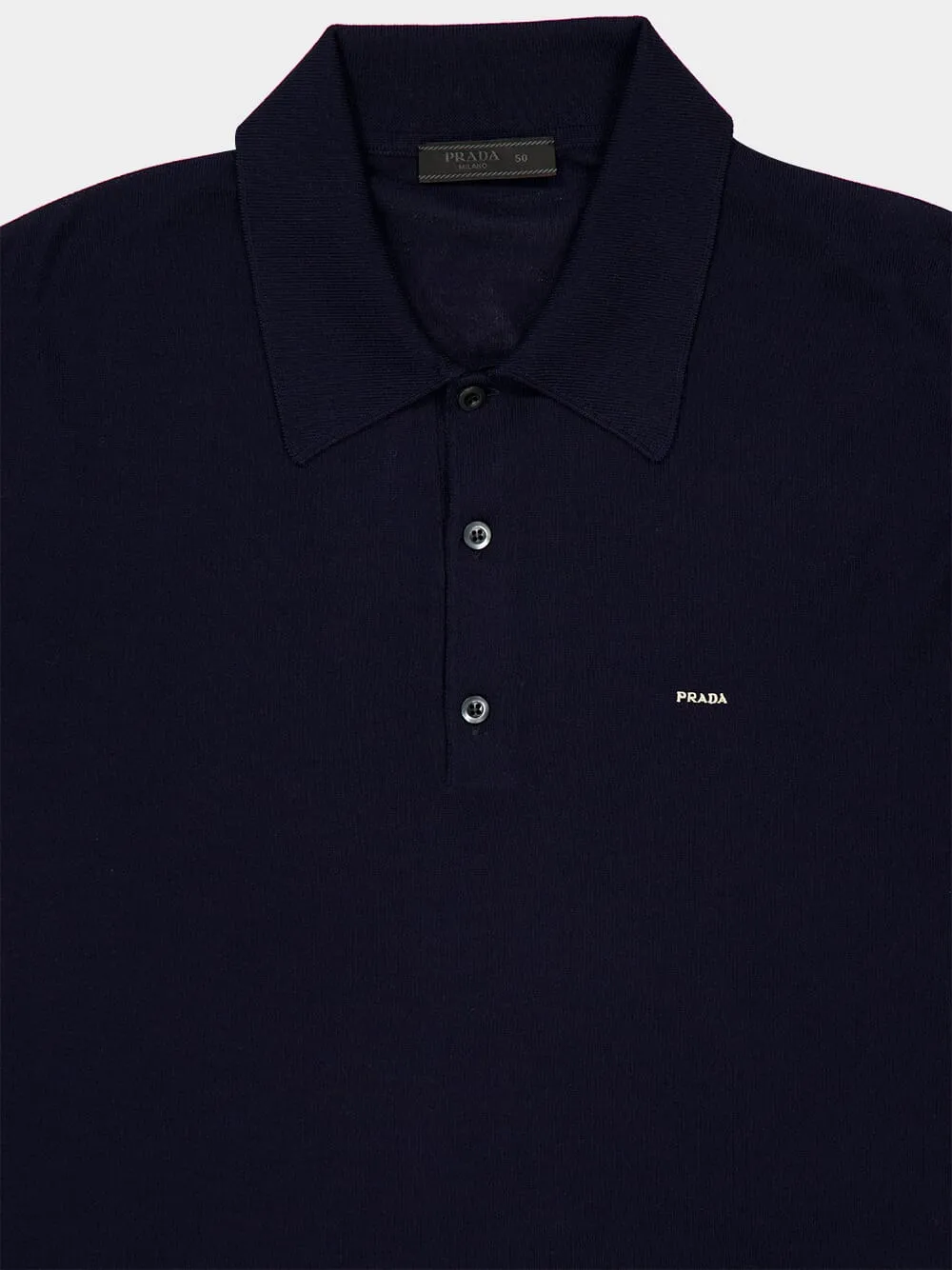 Navy Blue Superfine Wool Polo Shirt sold by Fashion Clinic product image thumbnail 5