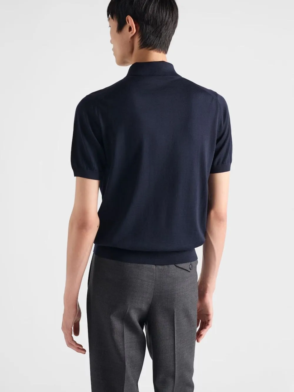 Navy Blue Superfine Wool Polo Shirt sold by Fashion Clinic product image thumbnail 4