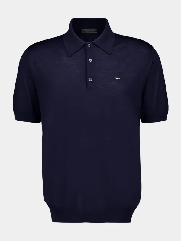 Navy Blue Superfine Wool Polo Shirt sold by Fashion Clinic