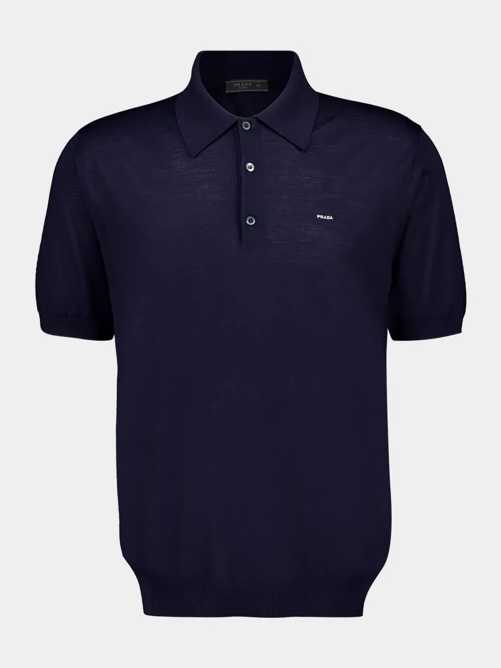Navy Blue Superfine Wool Polo Shirt sold by Fashion Clinic