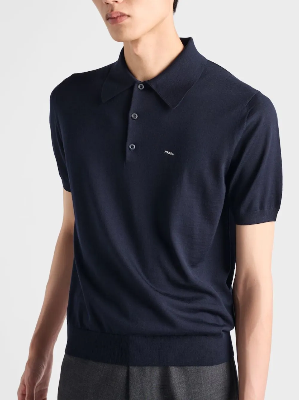 Navy Blue Superfine Wool Polo Shirt sold by Fashion Clinic product image thumbnail 2