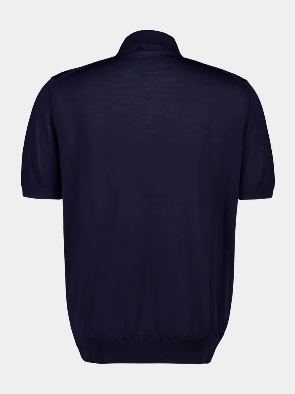 Navy Blue Superfine Wool Polo Shirt sold by Fashion Clinic product image thumbnail 3