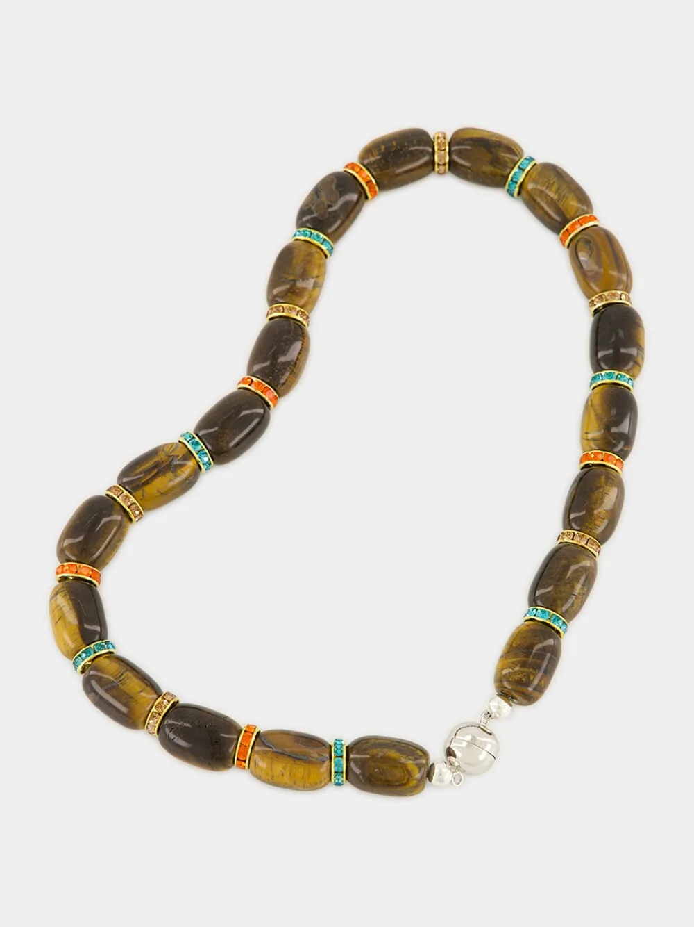 Brown Donna Tiger Eye Beaded Necklace sold by Fashion Clinic product image thumbnail 4
