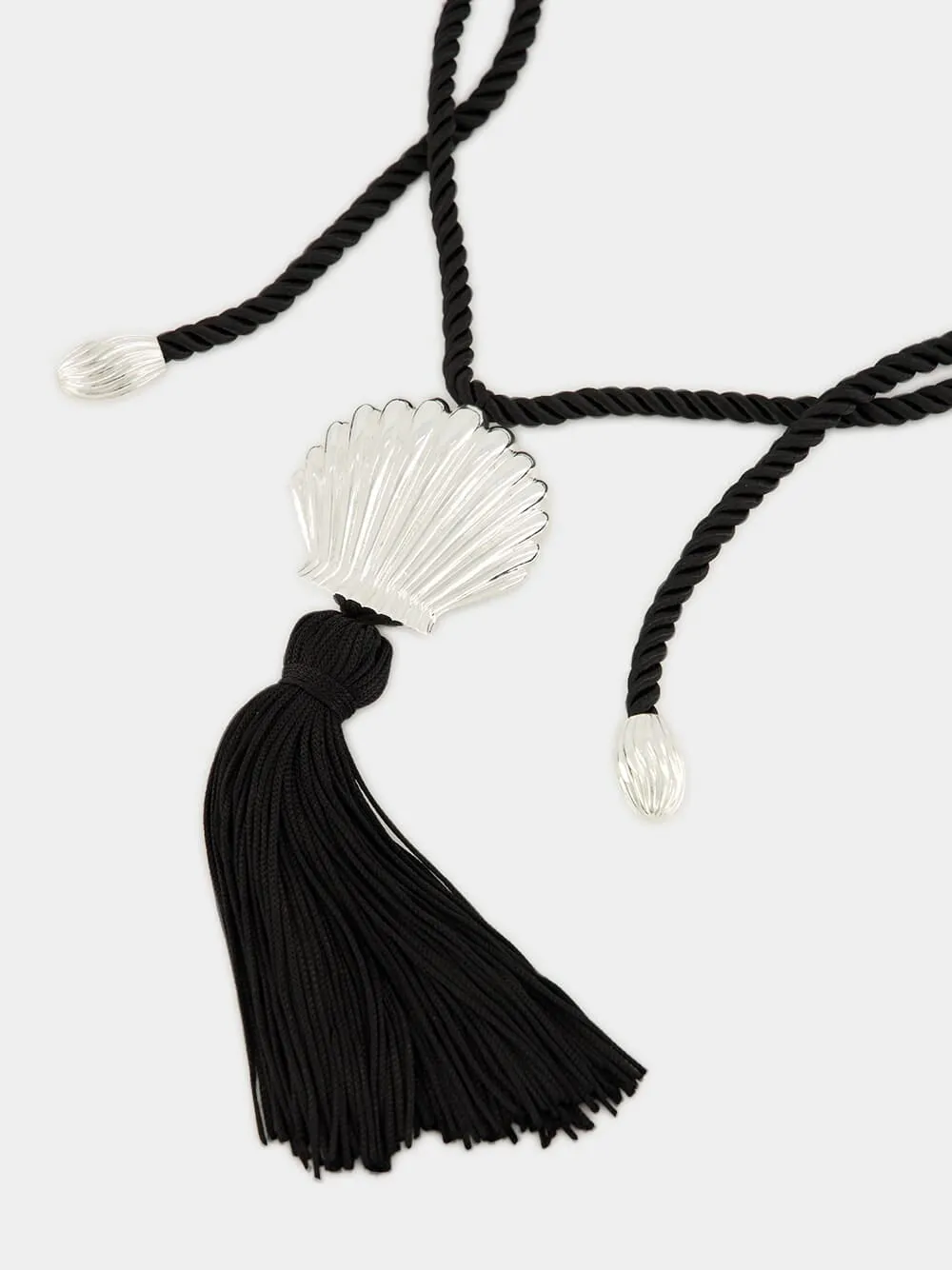 Black Éze Silver Shell Cord Necklace sold by Fashion Clinic product image thumbnail 3