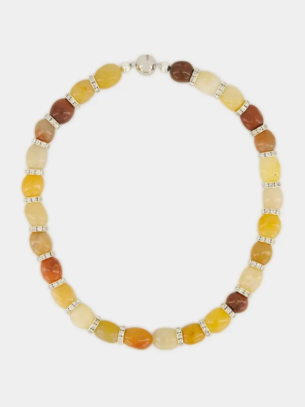 Yellow Odette Natural Aventurine Beaded Necklace made by Fashion Clinic