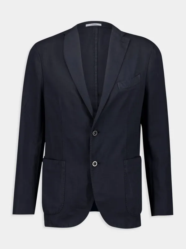 Navy Blue Cotton-Linen Full Suit sold by Fashion Clinic