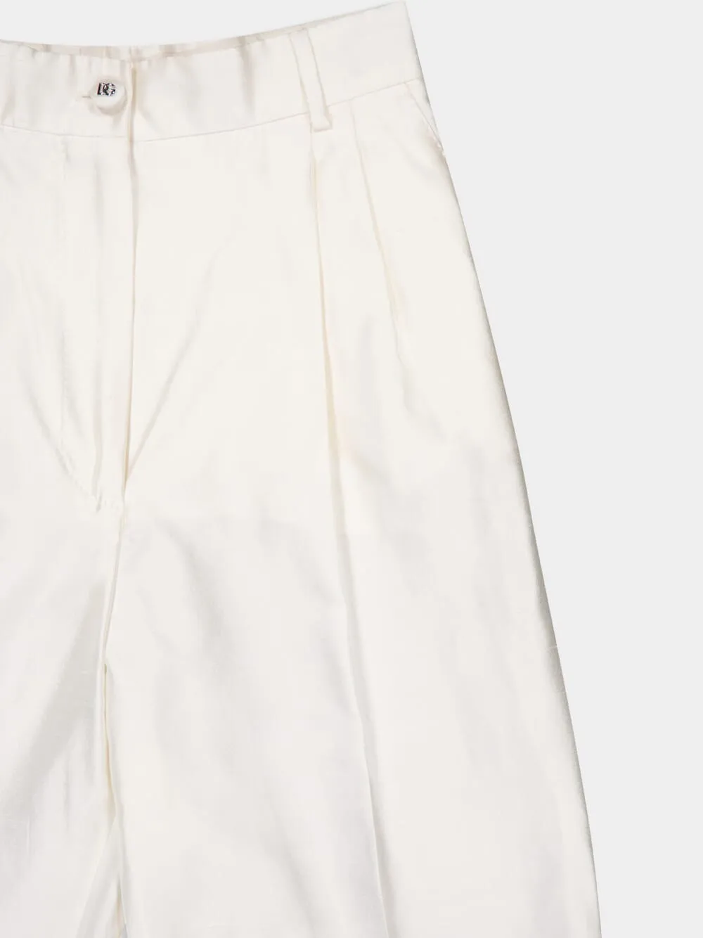 White High-Waist Silk Tailored Pants sold by Fashion Clinic product image thumbnail 3