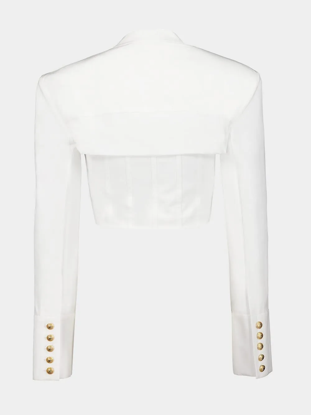 White Cropped Cotton Blouse with Lingerie Cut sold by Fashion Clinic product image thumbnail 2