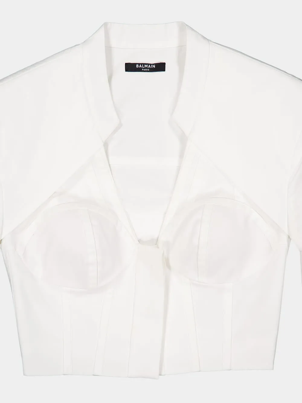 White Cropped Cotton Blouse with Lingerie Cut sold by Fashion Clinic product image thumbnail 3