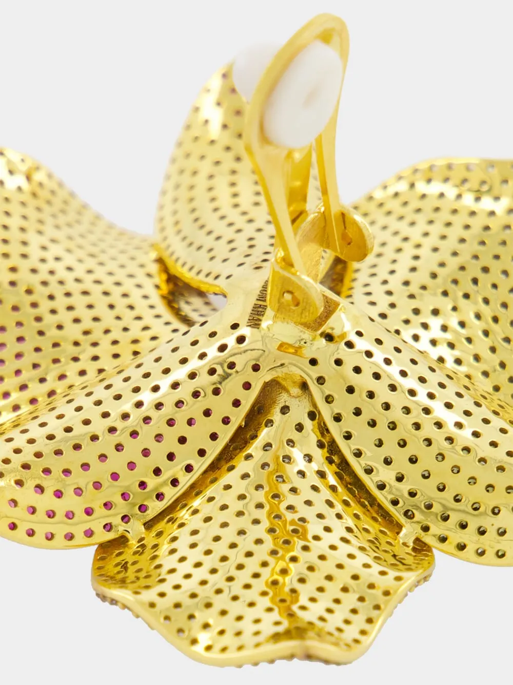 Gold-Plated Singapore Orchids Earrings sold by Fashion Clinic product image thumbnail 3