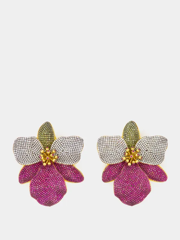 Gold-Plated Singapore Orchids Earrings sold by Fashion Clinic