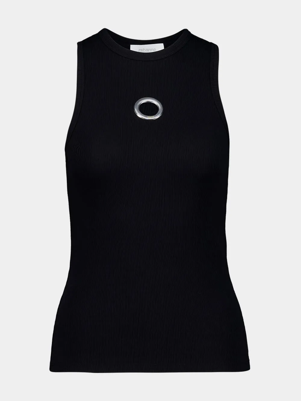 Black Cotton Tank Top with Eyelet sold by Fashion Clinic