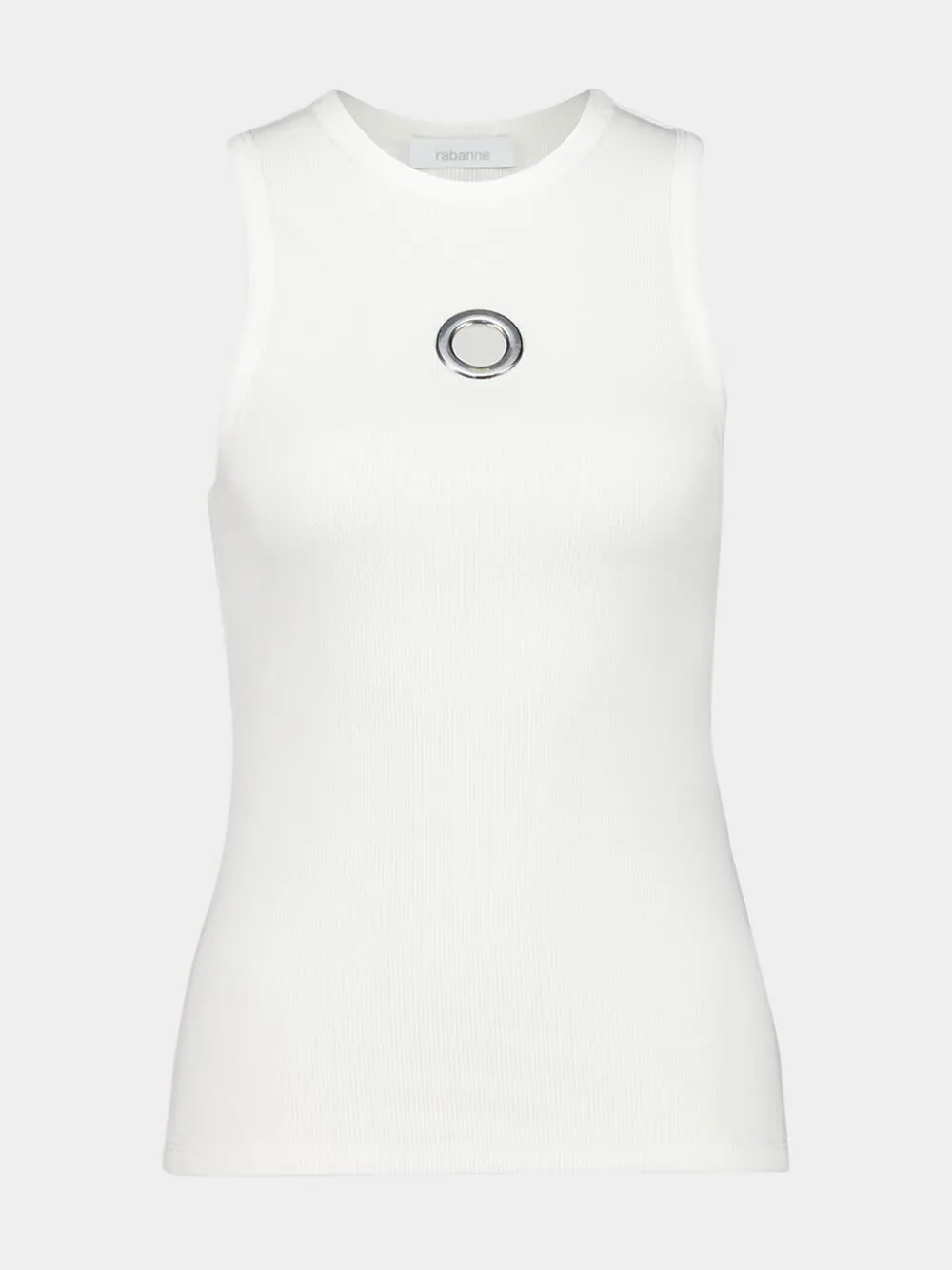 White Cotton Tank Top with Eyelet sold by Fashion Clinic product image thumbnail 2