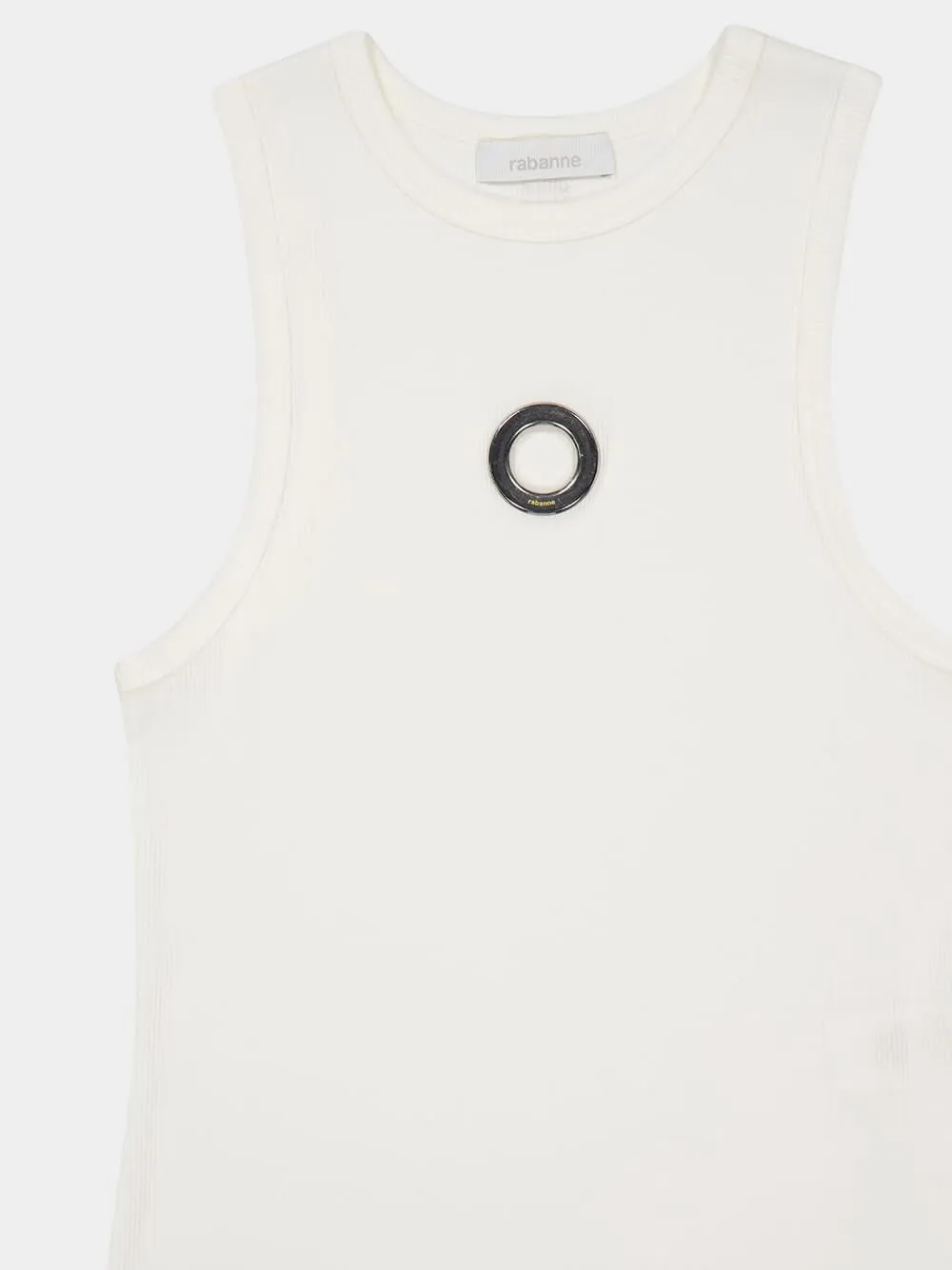 White Cotton Tank Top with Eyelet sold by Fashion Clinic product image thumbnail 5