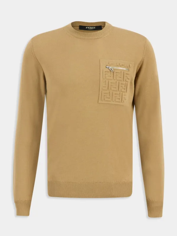 Camel FF Embossed Wool Pullover sold by Fashion Clinic