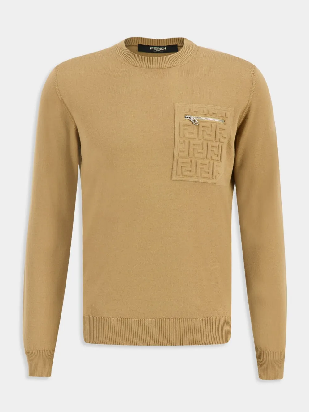 Camel FF Embossed Wool Pullover sold by Fashion Clinic