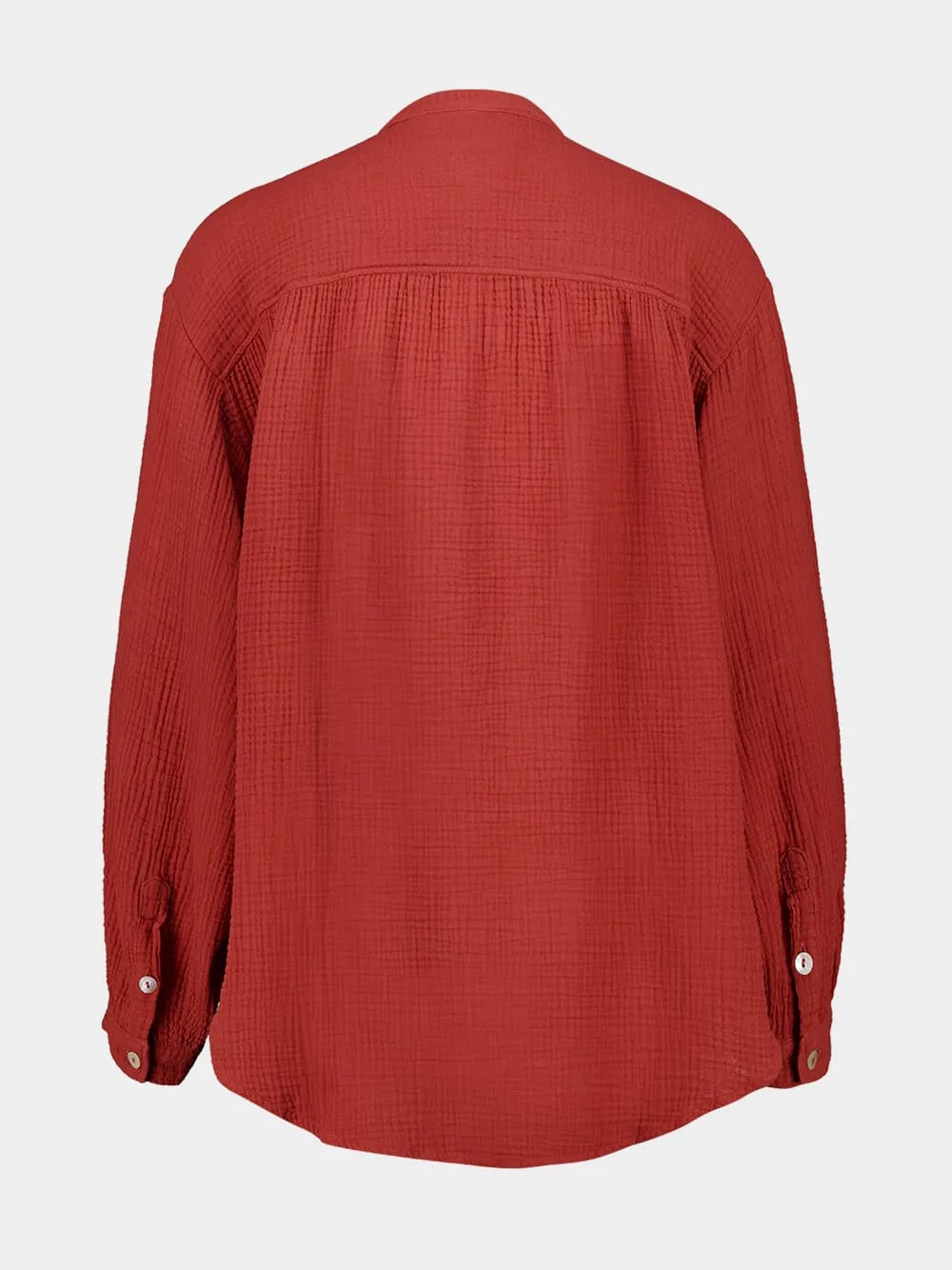 Burnt Red Cotton Long-Sleeved Blouse sold by Fashion Clinic product image thumbnail 2