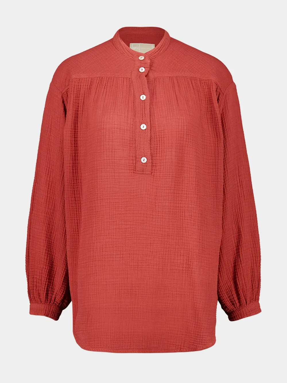 Burnt Red Cotton Long-Sleeved Blouse sold by Fashion Clinic