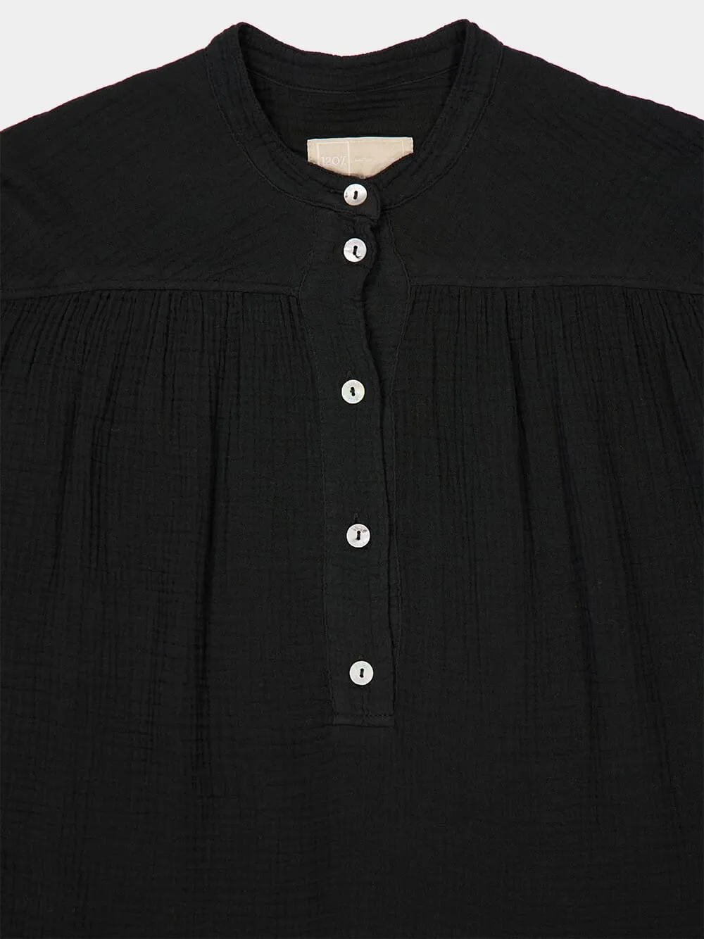 Black Cotton Long-Sleeved Blouse sold by Fashion Clinic product image thumbnail 3