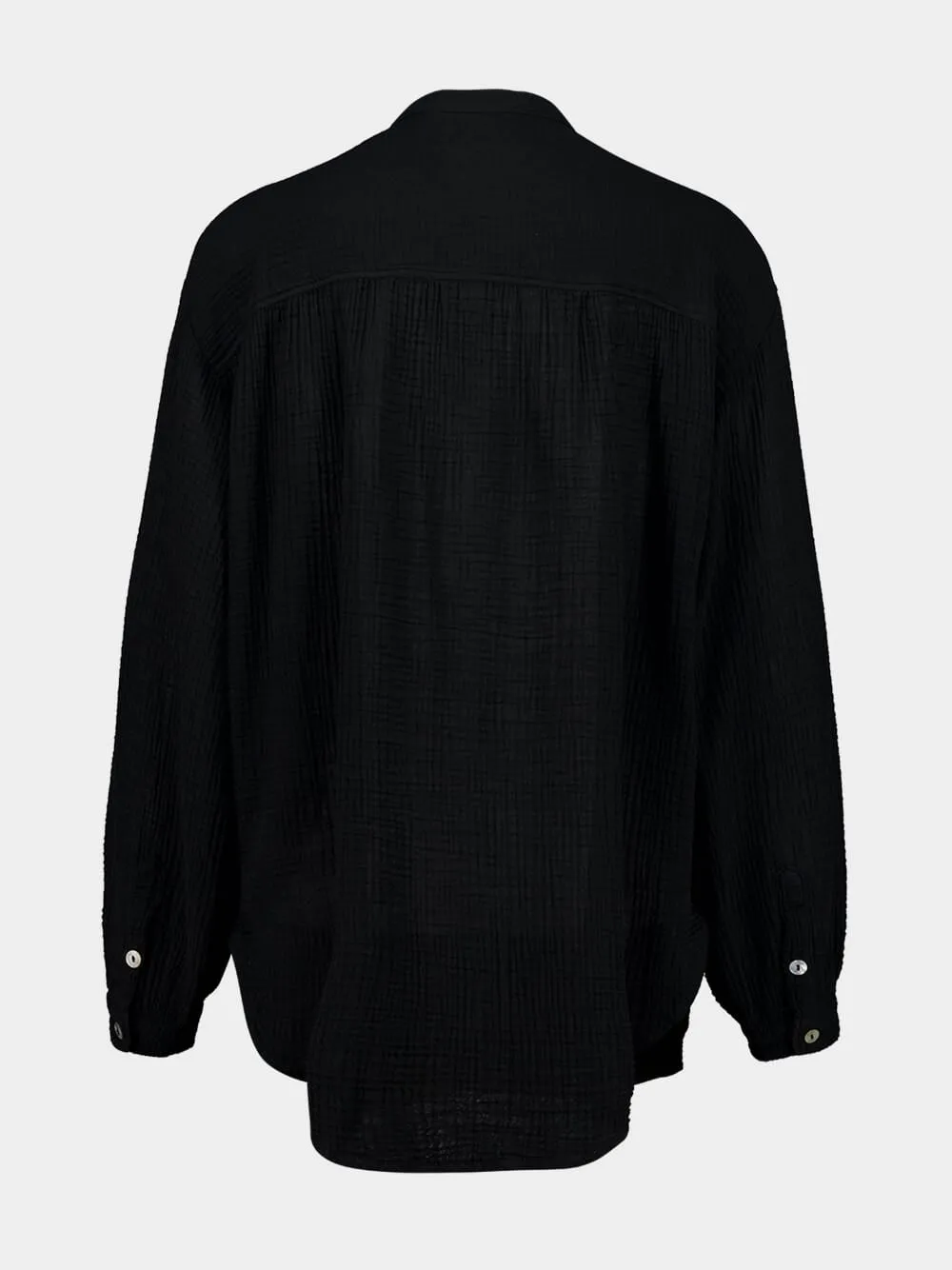 Black Cotton Long-Sleeved Blouse sold by Fashion Clinic product image thumbnail 2