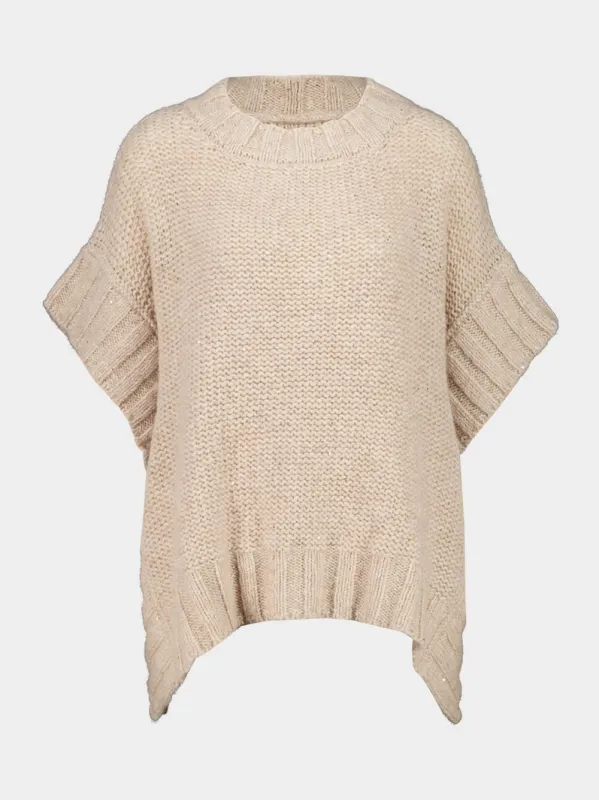 Beige Cashmere Blend Poncho Top sold by Fashion Clinic