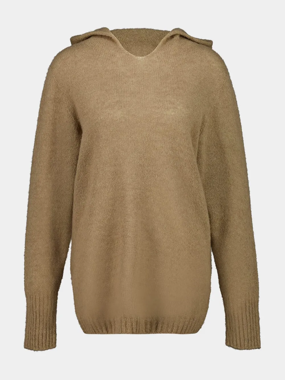 Nut Beige Wool Cashmere Hooded Sweater sold by Fashion Clinic