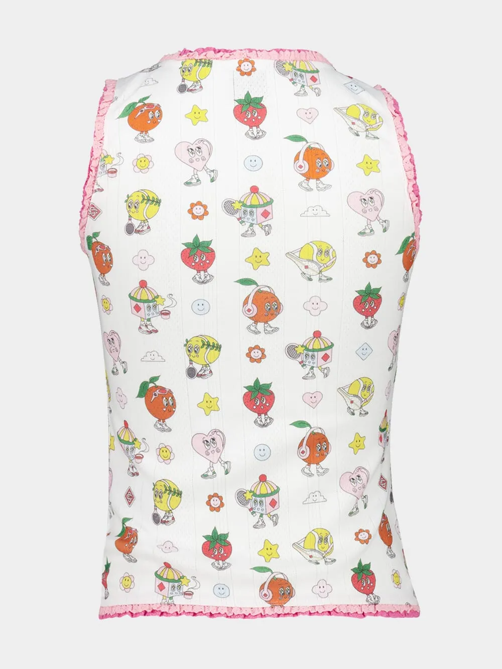 White Frill Tank Top with Cartoon Print sold by Fashion Clinic product image thumbnail 2