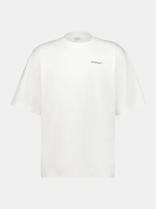 White Cotton Scribble Diag T-Shirt sold by Fashion Clinic