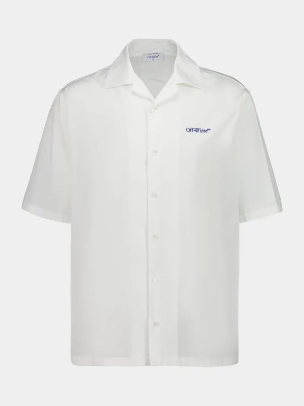 White Nautical Blue Brush Arrow Cotton Shirt sold by Fashion Clinic