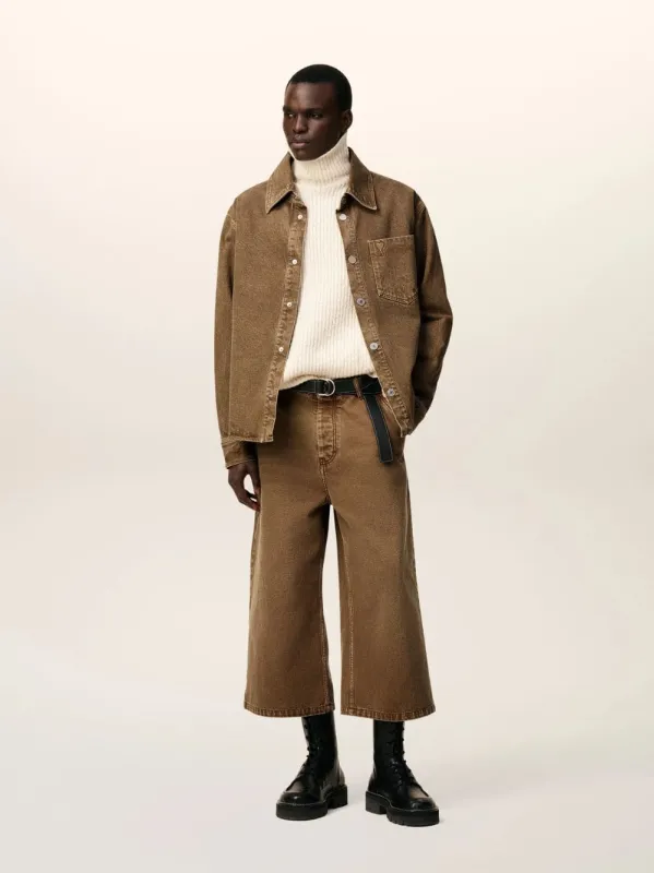 Hazelnut Brown Ami de Coeur Cotton Overshirt made by Ami