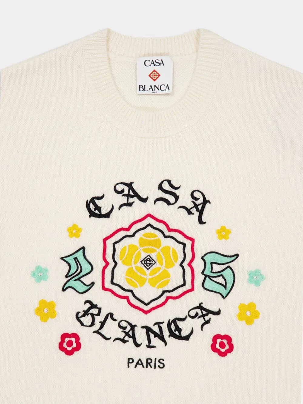 White Emblem Merino Knit Crew Neck Jumper sold by Fashion Clinic product image thumbnail 3