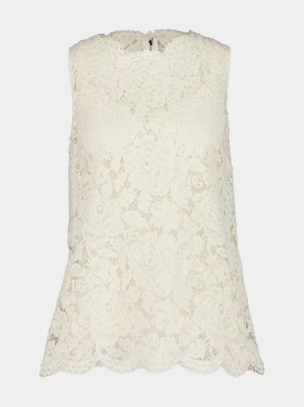 Ivory Lace Sleeveless Top sold by Fashion Clinic