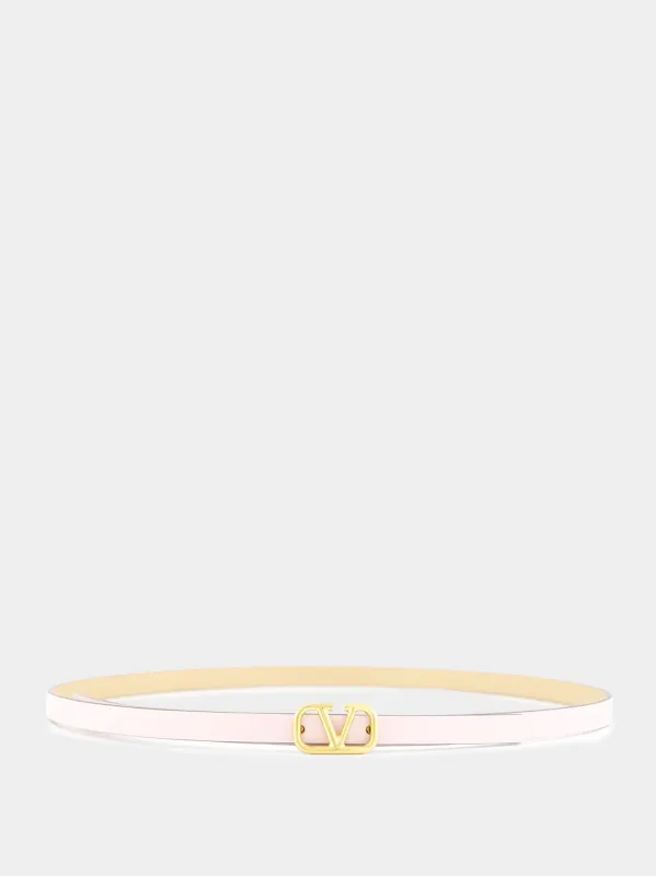 Rose and Cappuccino Reversible VLogo Signature 10mm Belt sold by Fashion Clinic