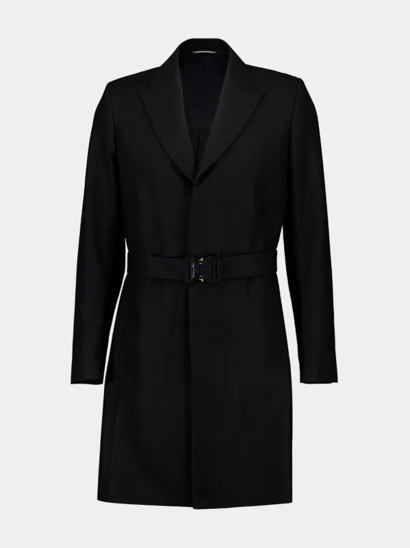Coat Peak Lapel W/Buckle Belt Wool sold by Fashion Clinic