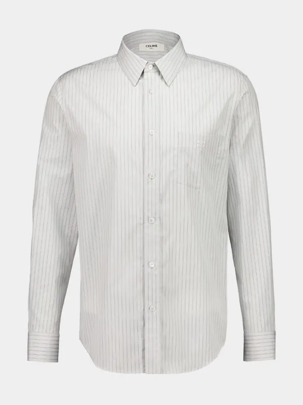 SHIRT LOOSE FIT L/S BUTTON UP STRIPED COTTON POPL sold by Fashion Clinic